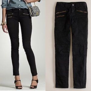 J. Crew Black TOOTHPICK Moto Zipper Jeans, size 31